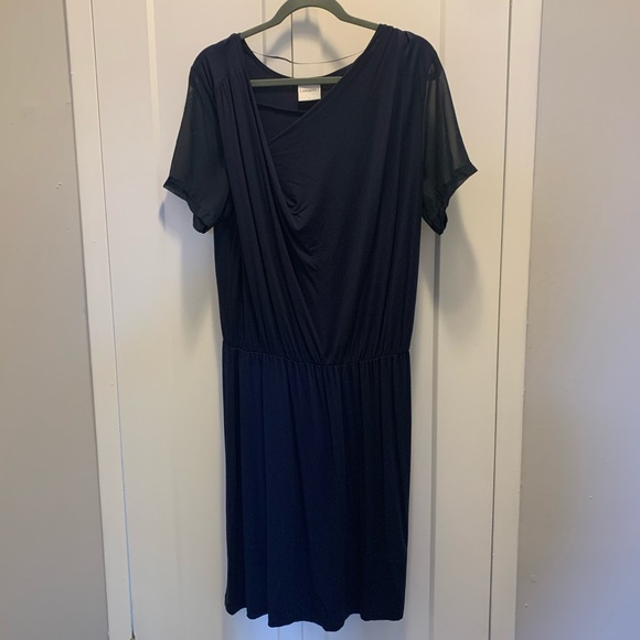 Navy Blue Short Sleeve Dress - Picture 1 of 3